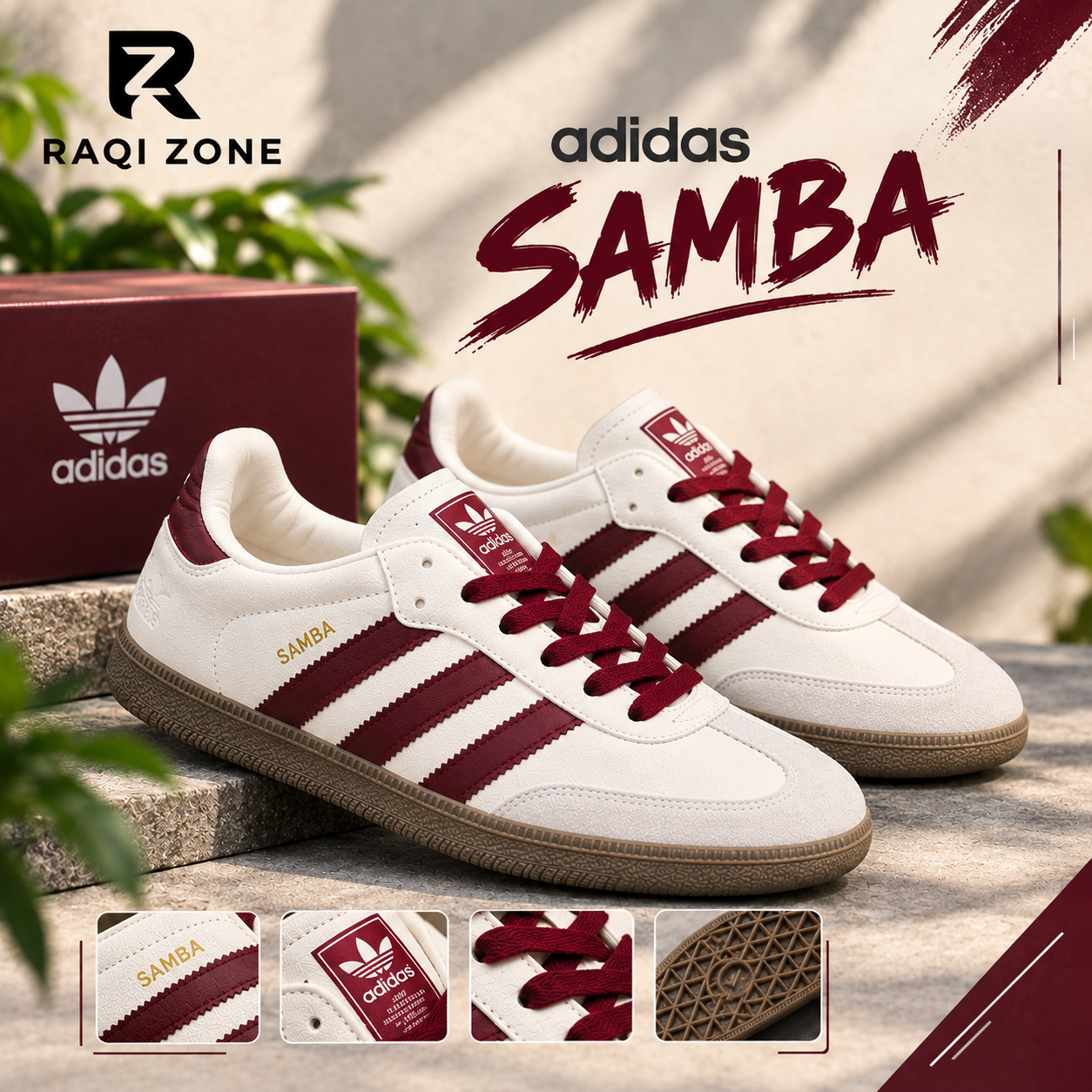 Adidas samba. White × Maroon